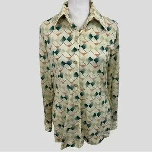 80s print button down